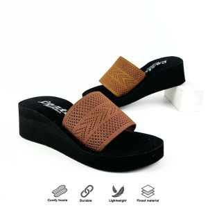 Sendal Wanita Kekinian Slip On Wedges Rajut Sulaman 01 Series