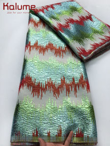 Kalume African Tulle Lace Fabric 2025 High Quality 5yards Nigerian Jacquard Brocade Lace Fabric For Evening Dresses Sewing F4269