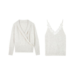 CHACHASTU | Áo Sweater Eo Dài Tay V-neck Đơn Giản Elegante