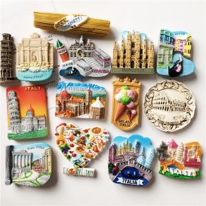 Travel Souvenir Magnets World Map Roman Fountain Venice Milan Florence Building Pattern Home Decorative Adhesive Stickers