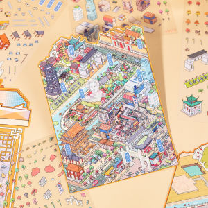 Kawaii  miniaturization City 5.0 Changsha  Landscape Sticker DIY Pocket Cabin Scene Festival HolidayChildren gifts ﻿