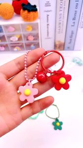 5 PCSColor small flower bell key chain Candy color key ring pendant womens bag pendant
