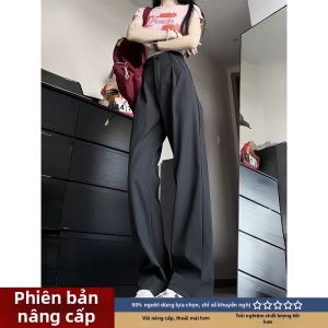 LIUBU | Quần Ống Rộng Đen Chất Liệu Mỏng Giúp Gọn Người
