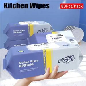 80pcs Kitchen Wipes / Multipurpose Anti-Oil Cleaning Wipes / Strong Decontamination Dish Wiping Rag / Oil Removal Wiping Rag for Range Hood