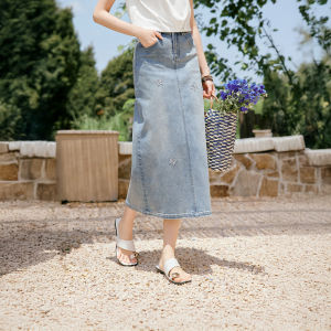 XIANGYING | Butterfly Rhinestones Denim Skirt