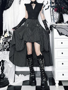 ชุดฮาโลวีนสตรีทแวร์สไตล์โกธิค กางเกงขาสั้นแขนสั้น เสื้อผ้าทำงานสไตล์ยูนิฟอร์ม กางเกงยาวทรงหลวม ชุดสองชิ้น