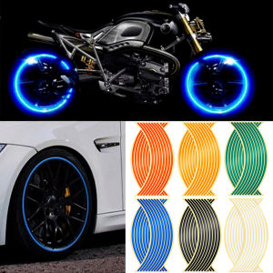 16 Pcs Reflective Wheel Sticker for Motorcycle / Car Reflective Rim Stripe Tape Safety Warning Mark Strip for 18 Inch Tire