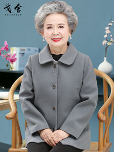 Grandmas Spring Fashion Short Woolen Coat Womens 60 Years Old 70 Years Old Middle-Aged Mother Spring Autumn Top Elderly Clothes Autumn