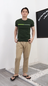 Kaos Bodyfit Pria Polo Exchange 10176 Katun Spandex Premium Sablon Stripe Hitam Hijau Stylish