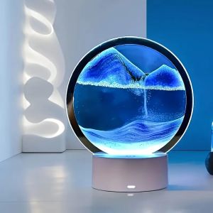 Dimmable Quicksand Painting Lamp3D Dynamic Deep Sea Sandscape Art Night Light for Bedroom Office Decorative Bedside Table Lamp