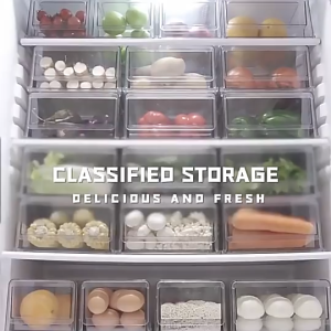 【Dry And Wet Separation】Acrylic Fridge Organizer Drawer Stackable kitchen Organiser Food Storage Container Storage Space-saving