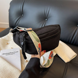 กระเป๋าผ้าใบลำลองสำหรับผู้หญิง กระเป๋าคาดเอวแบบสะพายข้างกีฬา กระเป๋าคาดหน้าอกแบบอเนกประสงค์ กระเป๋าสะพายไหล่แบบลำลอง กระเป๋าสะพายข้างลายทางสุดเทรนด์