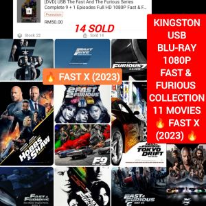 [KINGSTON USB] The Fast And The Furious Series Complete [11 Movies] Full HD 1080P Bluray NOT DVD Movie Series
