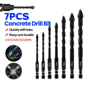 3-12mm 4-edge Cross Hex Drill Bit Set Metal Drill Bits Kit Tools Carbide Drills For Concrete Porcelain Tile Glass 十字六角合金钻头