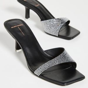 DCollection BH 01 Sandal Pesta Wanita Mules Heels Stiletto 7 Cm Rhinestone Import
