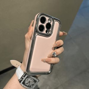 Fashionable Minimalist Leather Texture Phone Case for Apple 16Promax Womens Full Cover Protective Shell Anti-Fall Ins Style