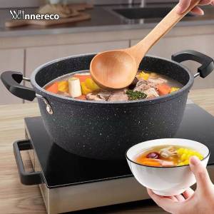 ไม่ติดกระทะ หม้อซุปหม้อ หิน Maifan หูสองข้าง อุปกรณ์ทำอาหารในครัว สากล กระทะสต็อก เตาแม่เหล็กไฟฟ้า หม้อซุปหนา 21.5 ซม พร้อมด้ามจับ เหมาะสำหรับเตาแม่เหล็กไฟฟ้า หม้อแกงสตูว์และซุปคุณภาพสูง
