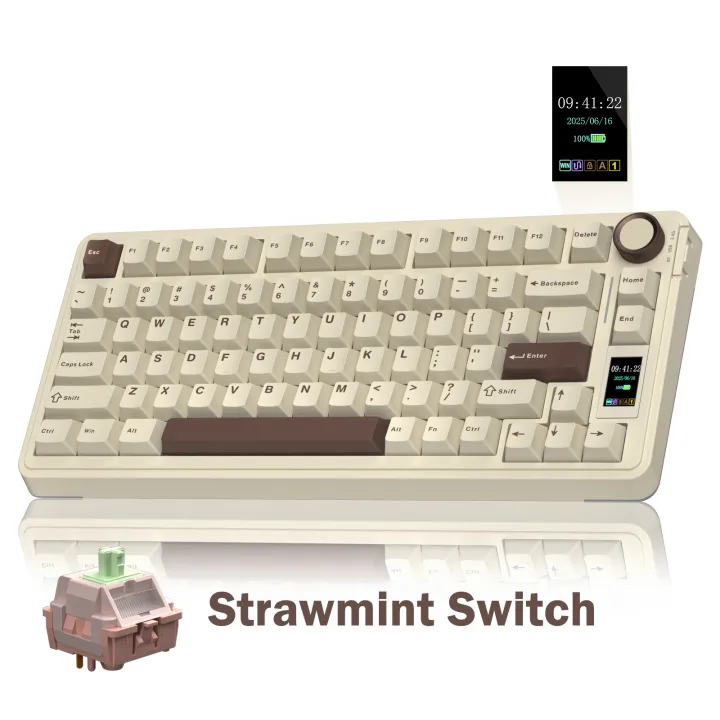 ≮707≯ AULA S75 Pro Tri-mode Customized Mechanical Keyboard With Display Screen Wired/Bluetooth/2.4G Connection Hot Plug Game Keyboard RGB Light Adjustable For