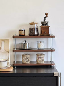 Pure Solid Wood Desktop Multi-layer Cup Storage Rack Office Position Coffee Corner Perfume Cosmetic Display Cup Holder