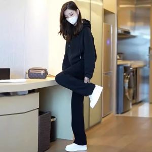 Shalldoer | Fleece Lined Thicker Hoodie Sportswear Set Female