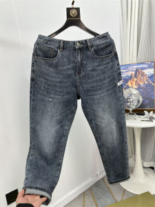 Retro Faded Nine-Tenths Jeans Comfortable Skin-Friendly Washed Cotton Mens Casual Versatile Thin Straight Casual Pants Trendy