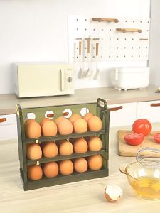 Three Drawer Egg Storage Container Refrigerator Food Organizer 30 Egg Tray Containers Egg Holder Kitchen Fresh-Keeping Storage 鸡蛋收纳盒