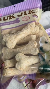 จุ๊กจิ๊ก JUK JIK ขนมขบเคี้ยวสุนัข ครันชี่นิ่ม รูปกระดูก ครันชี่โบน ขนมขบเคี้ยวสุนัข ขนมขัดฟันสุนัข ขนมน้องหมา 500 g.