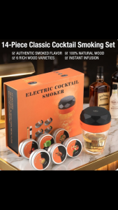 Electric Cocktail Smoker Kit with 6 Flavors Natural Wood Chips USB Rechargeable Drink Smoker Infuser