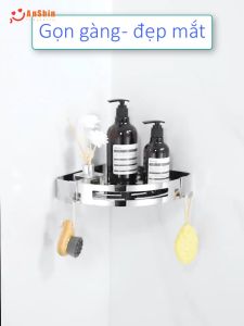 Kệ nhà tắm Inox 304 AnShin chống gỉ sét - lắp đặt dán keo hoặc bắt vít có sẵn