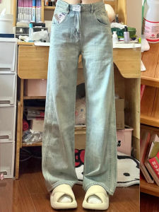 Light Wash Slim Fit Jeans Women Loose Wide Leg plus Size Pear Shape Body High Waist Slim Straight Leg Pants