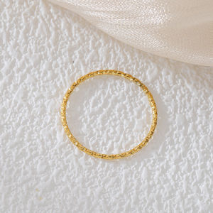 Ultra Fine Simple Bracelet Ring 18K Gilded 1mm Sparkling Starry Sky Twin Titanium Steel Knuckle Ring Carven Design Little Finger Ring