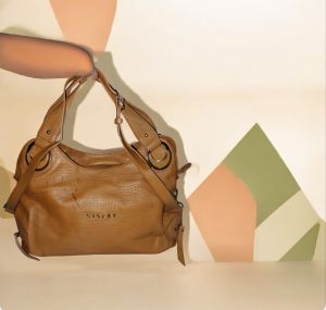 Preloved Sisley Paris Brown Bag with SlingGenuine Leather Bag