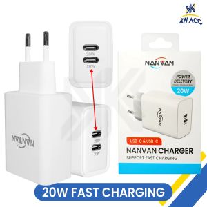 [KN ACC] NANVAN NVN-PTC16 HEAD ADAPTER / BATOK KEPALA CHARGER SUPER FAST CHARGING FOR IPHONE DUAL USB-C 20W PREMIUM QUALITY