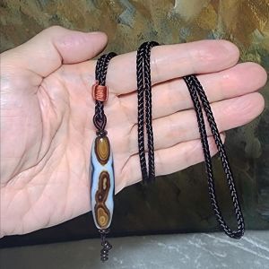 50.5mm Premium Tibetan Sardonyx Natural Eyes 7 Eyes Dzi pendant 精品藏传缠丝玛瑙天眼七眼天珠