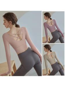 Lass Vary | Chest Pad Long Sleeve New Fitness Womens Yoga Top