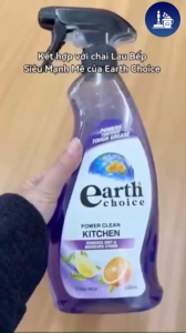 Bình xịt tẩy dầu mỡ vệ sinh bếp hữu cơ hương cam Earth Choice 600ml - NK Úc