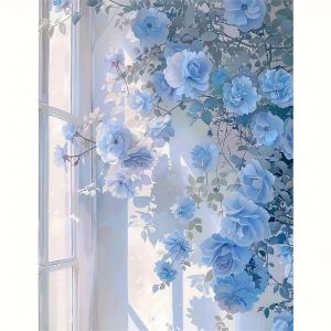 KAYOU | Acrylic Paint By Numbers Beautiful Blue Flowers Painting By Numbers on Canvas Coloring By Number for Adults Paint Digital Art