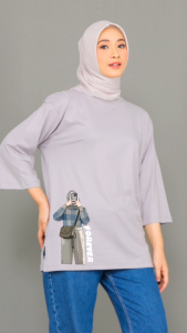 KAOS ATASAN OVERSIZE WANITA LENGAN 7/8 SIZE M  L  XL  XXL KATUN PREMIUM