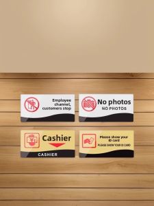 Hotel Front Desk Property Safety Reminder Sign Acrylic Material No Photography Allowed Cashier Counter Staff Channel Customer Stop