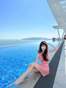 Pink Retro One-Piece Swimsuit Womens Summer Slimming Neck Hanging Fairy Tale Conservatism Skirt Style Swimming Costume