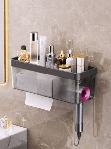 ช่องเก็บกระดาษชำระติดผนังในห้องน้ำ ชั้นวางเครื่องสำอาง กระดาษเช็ดหน้า อบแห้ง กล่องเก็บของ สร้างสรรค์ อุปกรณ์ตกแต่งบ้าน เครื่องใช้ในครัวเรือน