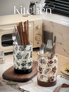 Fanhua Ceramic Chopsticks Drain Household Chopsticks Basket Storage Box Table-mounted Multifunctional Spoon Storage Rack