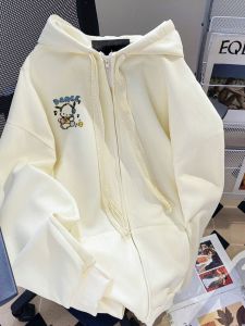 Zipper Hooded Cardigan Jacket Pachat Dog Couple Clothes College Style Top Cotton Long Sleeve Sweet Cartoon Print Sweatshirt