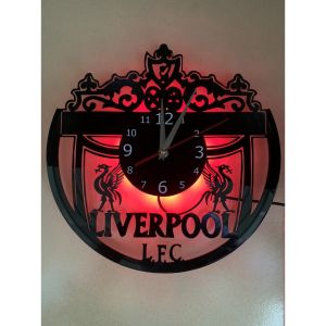 Creative 3D Vinyl Clock Liverpool Football Team Game Vinyl Record Wall Clock Home Art Decoration Wall Clock Mute LED Seven-Color Night Light Gift