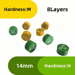 1/2ชิ้น14มม. 8ชั้น M/H ความแข็งโซลอาชีพปลายคิวสนุ๊กบิลเลียด