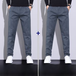 ROMON | Lormen Mens Woolen Trousers Autumn Winter New Business Casual Loose Straight Thick Warm Long Pants Fashionable City Style