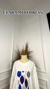 Midi Dress Terbaru 2024 Clara Bahan Combed Apk Sablon Long Tunik Oversize Wanita Ootd Hijab Kekinian