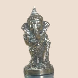 พระพิฆเนศปางประทานพรทรัพย์สมบัติเงินไหลนองทองไหลมาสัดส่วนเลข 8 ตามตำราการเงินพร้อมบริวาณพระยาหนูมุสิกะ เนื้อทองเหลืองแท้