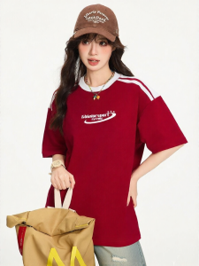 Gbiaior | Retro Brand Three Stripes Round Neck Short Sleeve T-Shirt