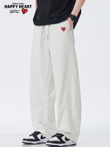 CHARLES JANGS HAPPY HEART | Cool Peach Heart American Casual Pants Lightweight Straight Loose
